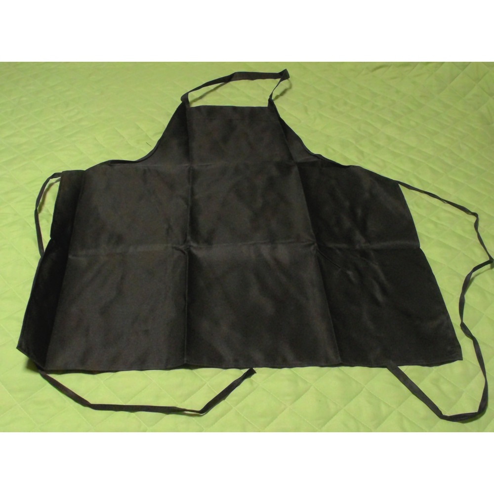 Solid Black Bib Apron Kitchen Cooking Server Crafting Adjustable Ties 27x31
